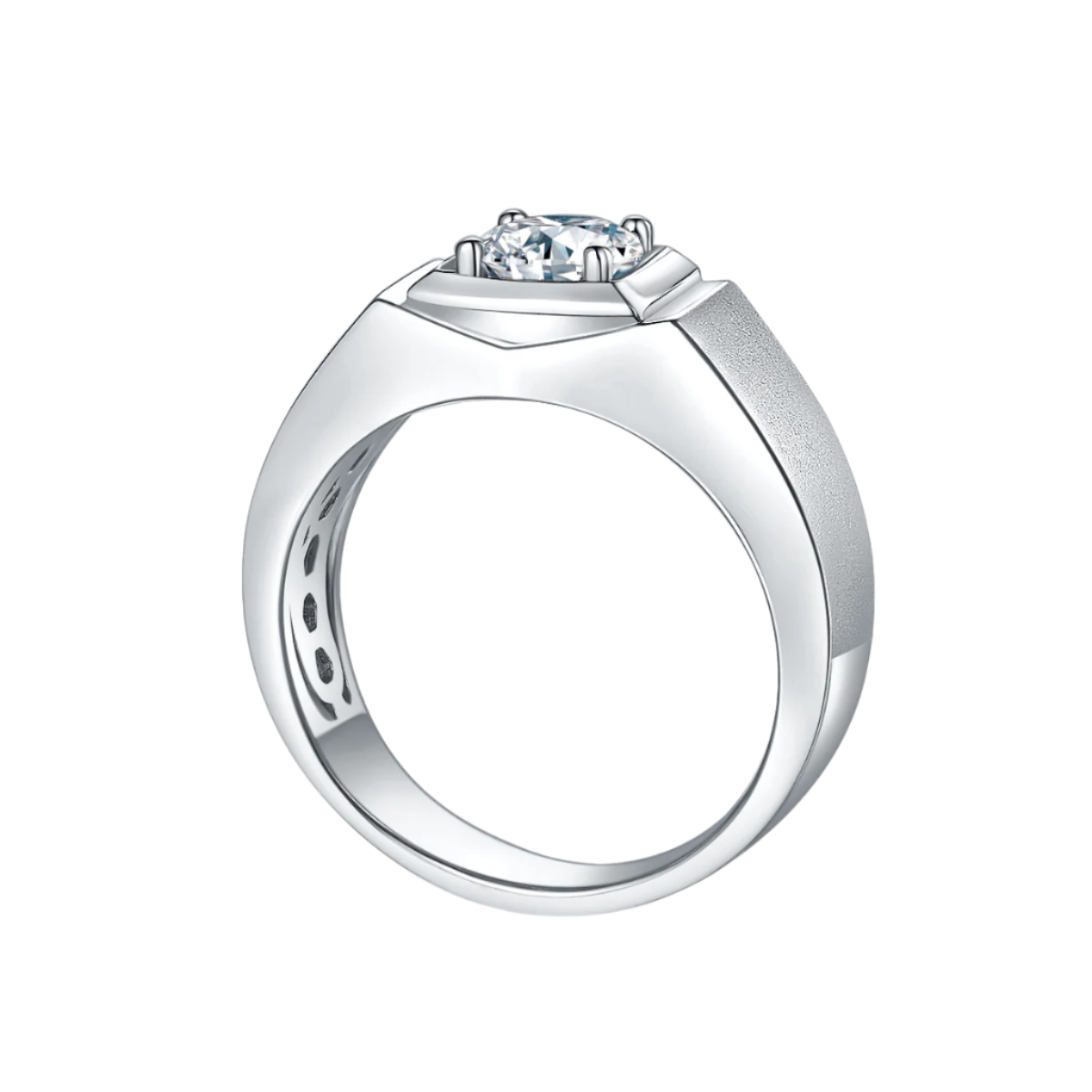 V Solitaire Moissanite Ring