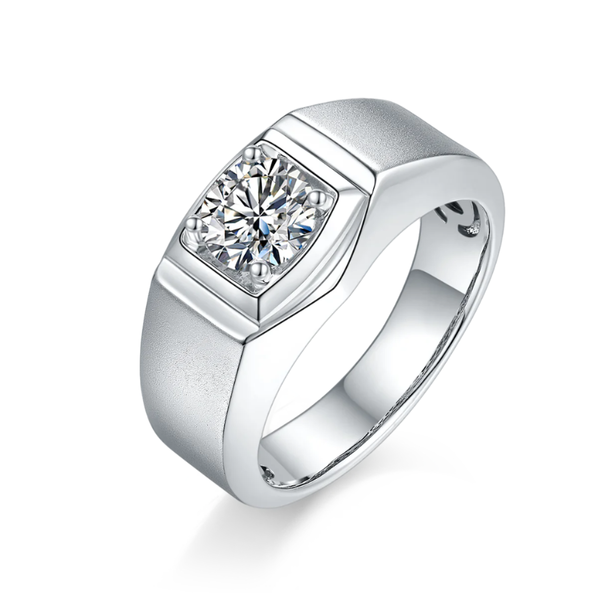 V Solitaire Moissanite Ring