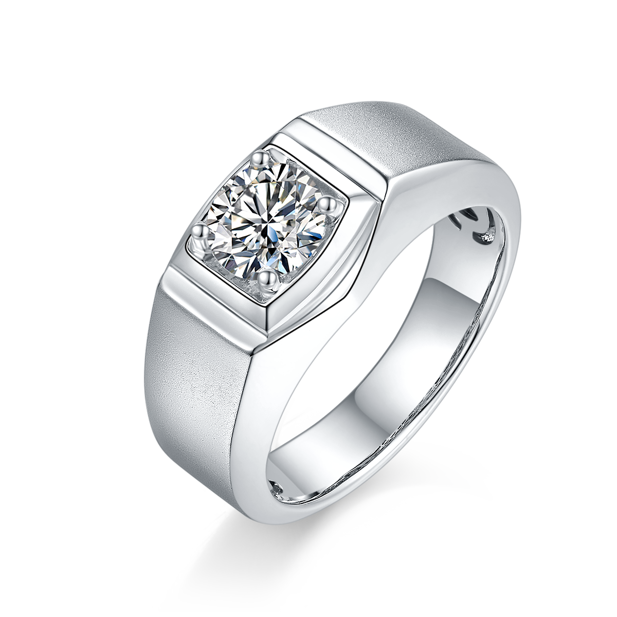 V Solitaire Moissanite Ring