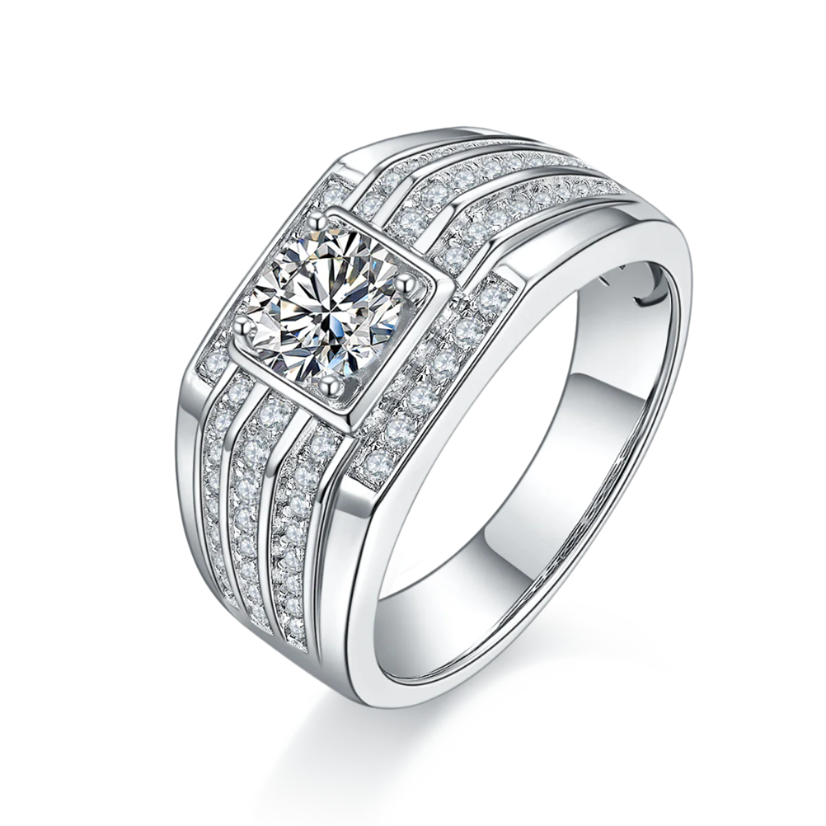 IX Channel Moissanite Pavé Ring