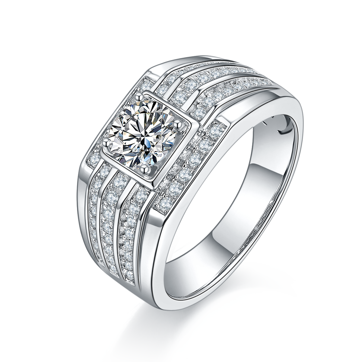 IX Channel Moissanite Pavé Ring