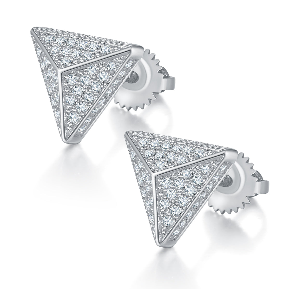 Triangle Stud Earrings with Screw Back