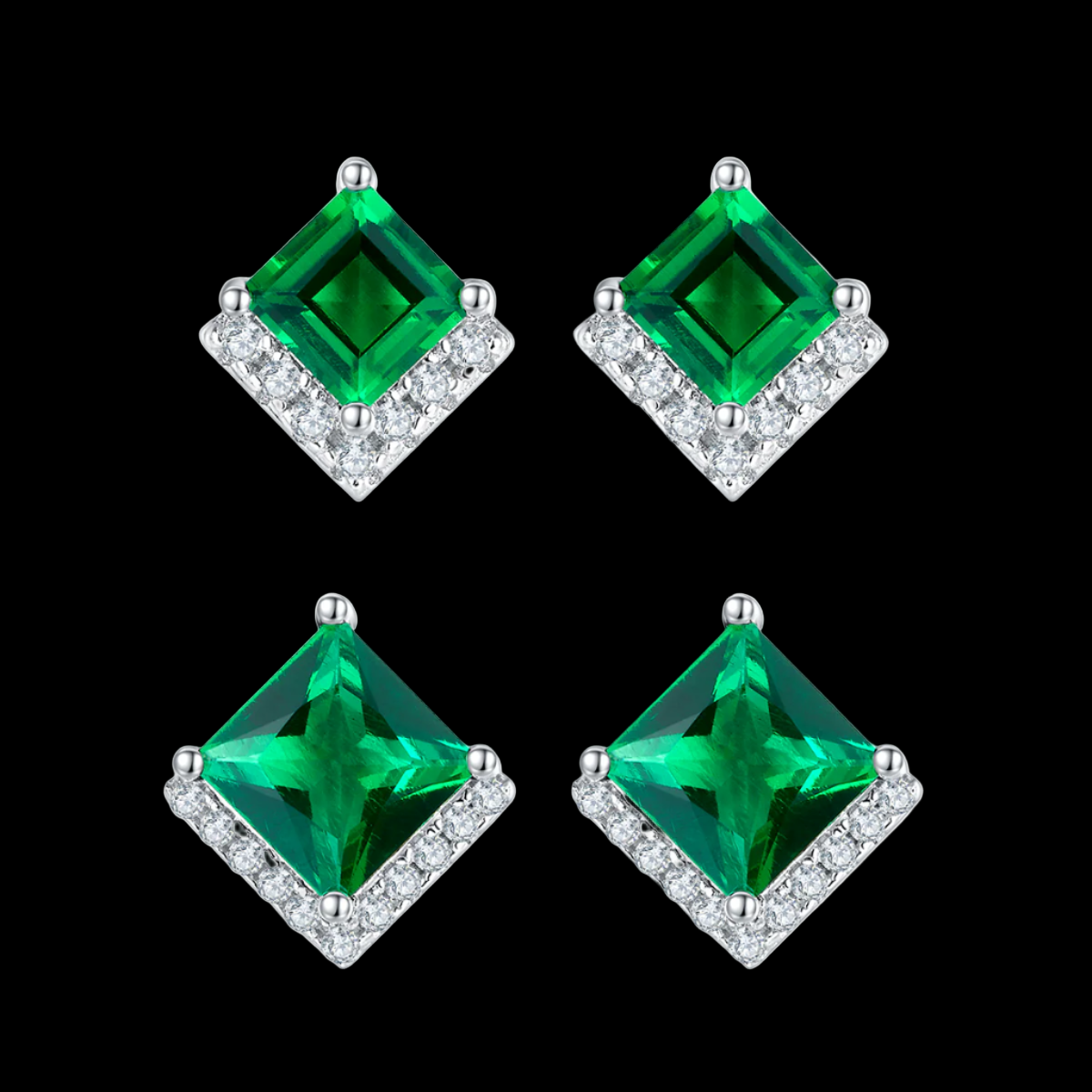 Princess-Cut Stud Earrings