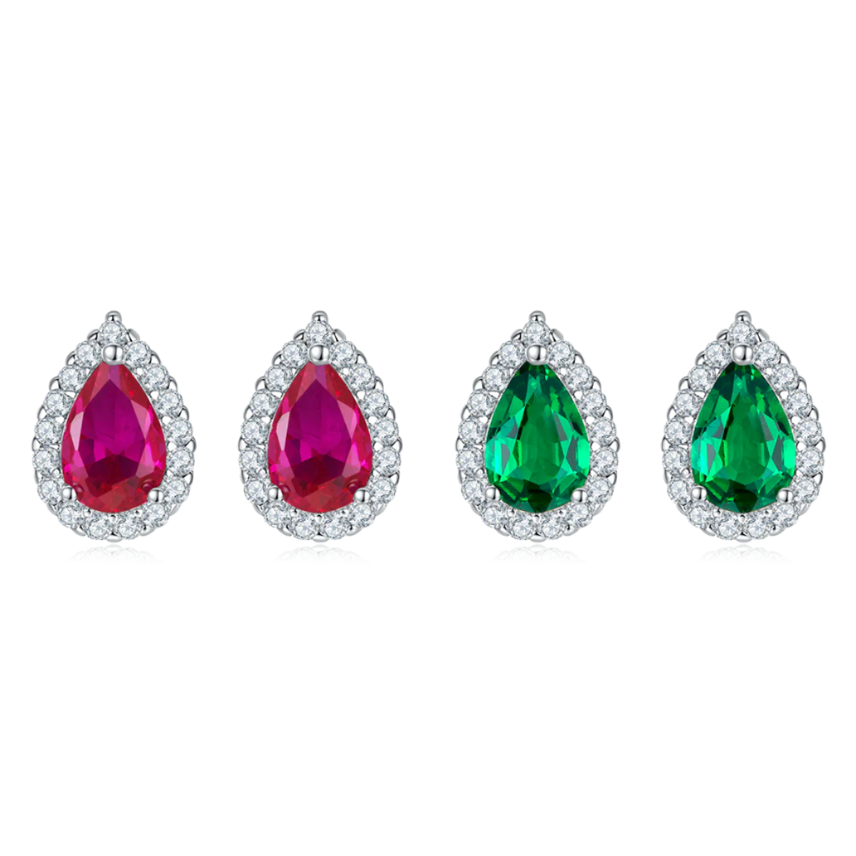Pear Halo Stud Earrings