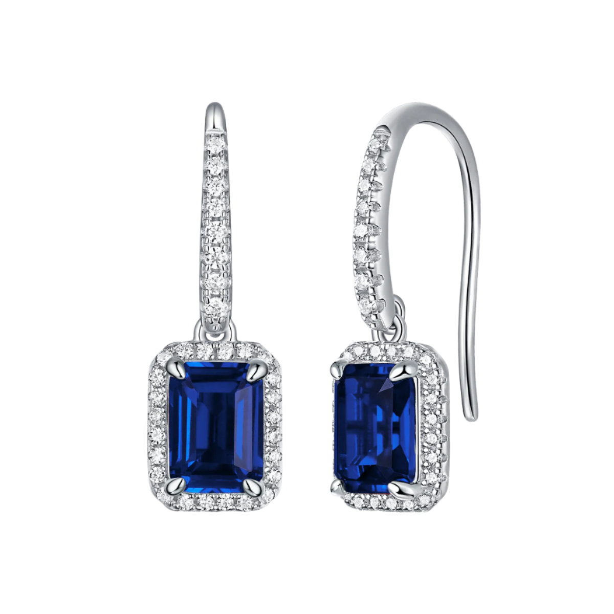 Rectangular Halo Hook Earrings