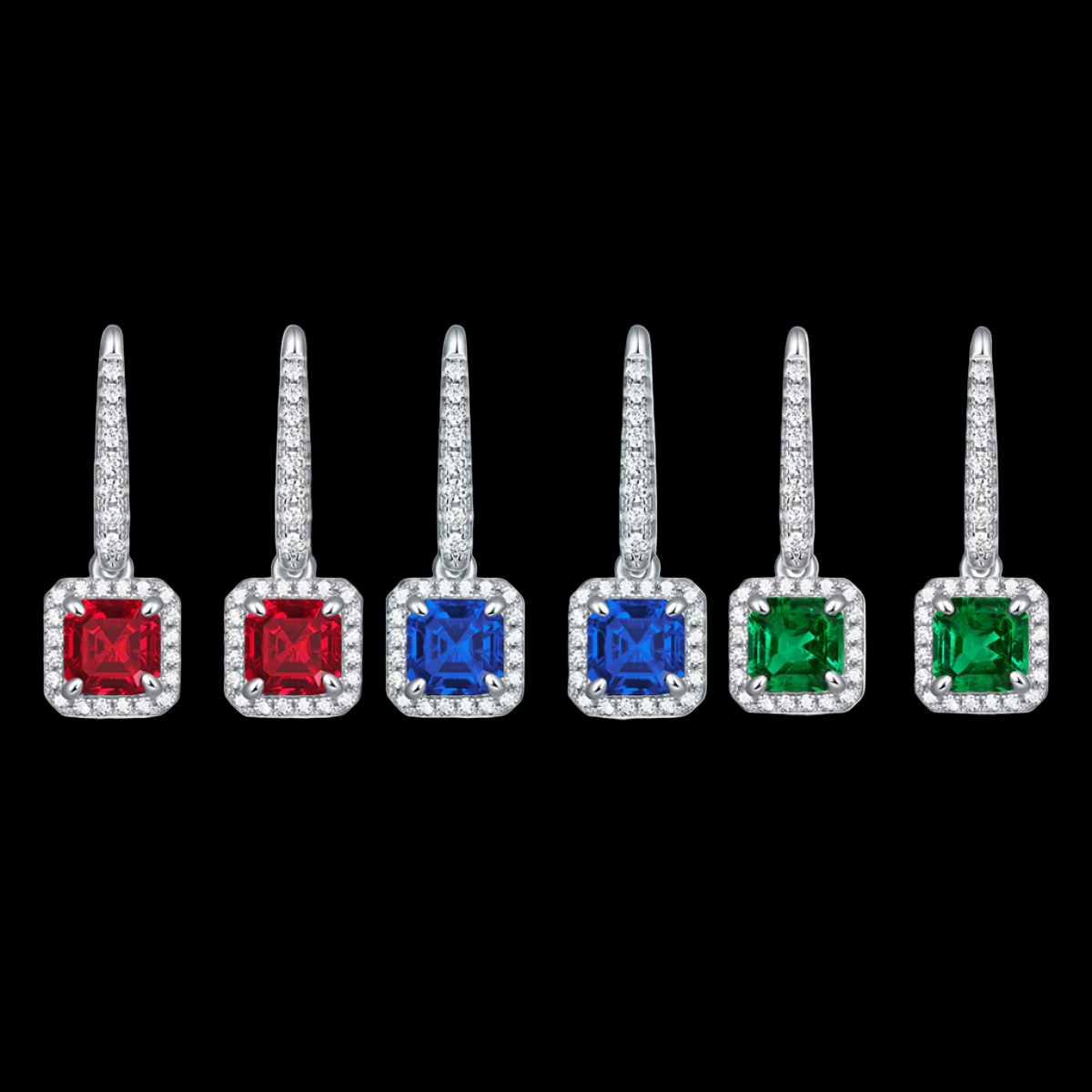 Square Halo Hook Earrings