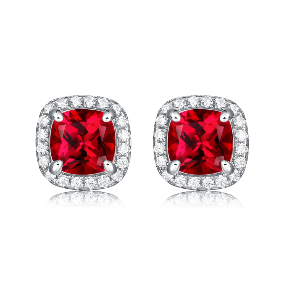 Cushion Halo Stud Earrings