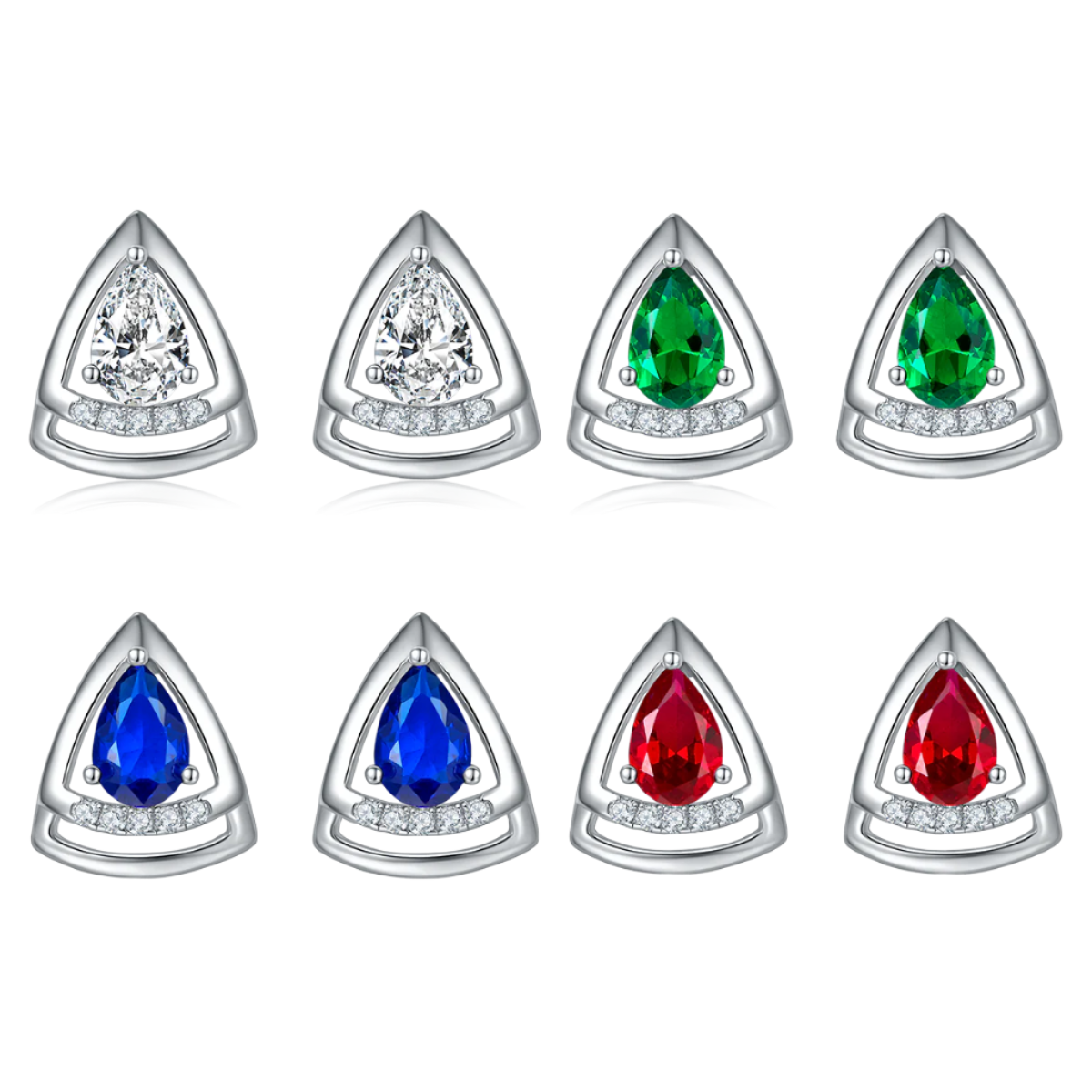 Tri-Frame Pear Stud Earrings