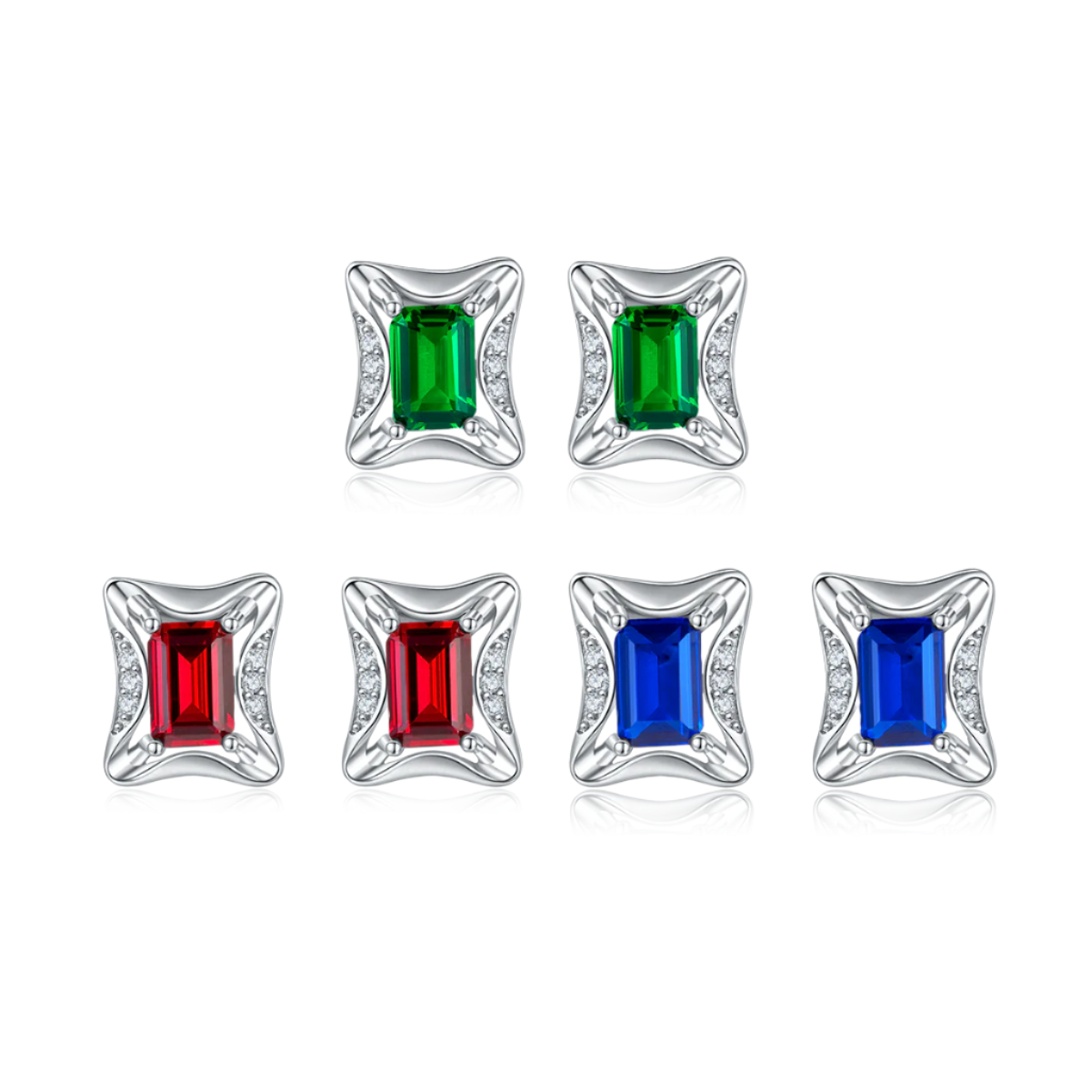 Rectangular Frame&Cut Stud Earrings