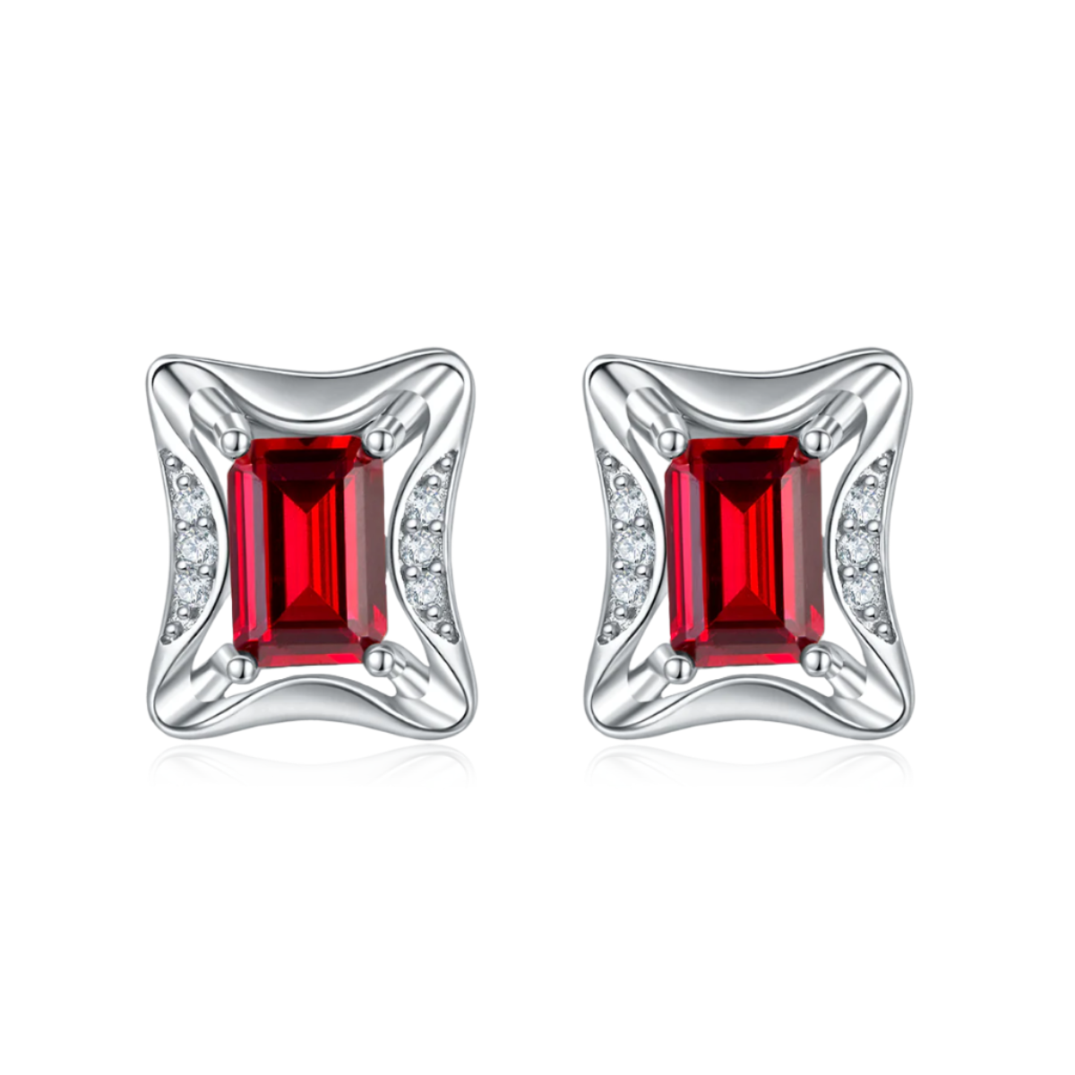 Rectangular Frame&Cut Stud Earrings