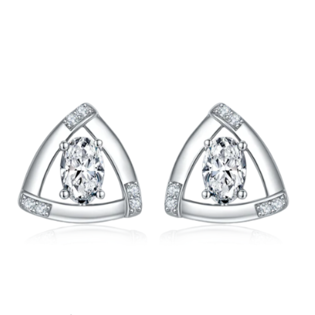 Tri-Frame Oval Stud Earrings