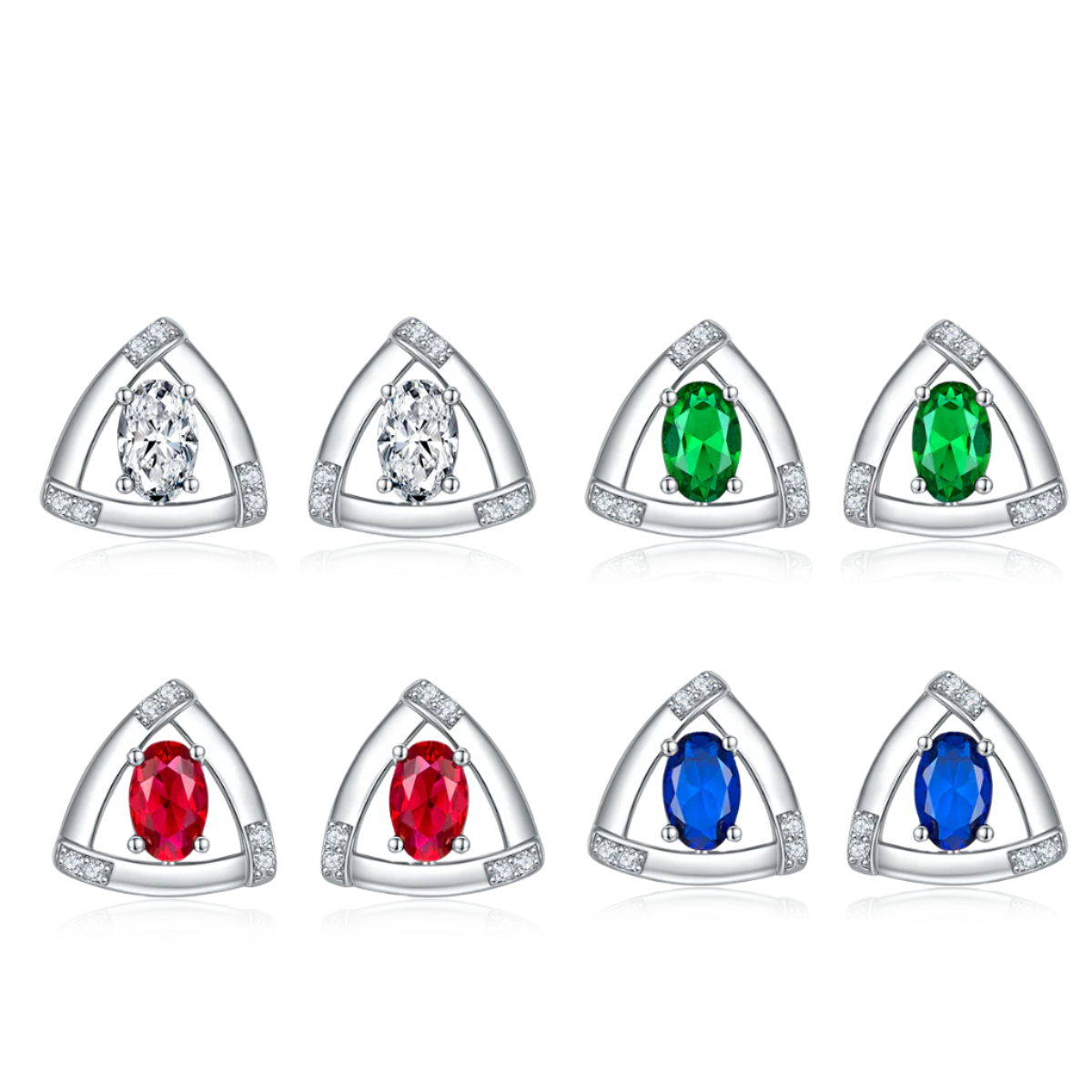 Tri-Frame Oval Stud Earrings
