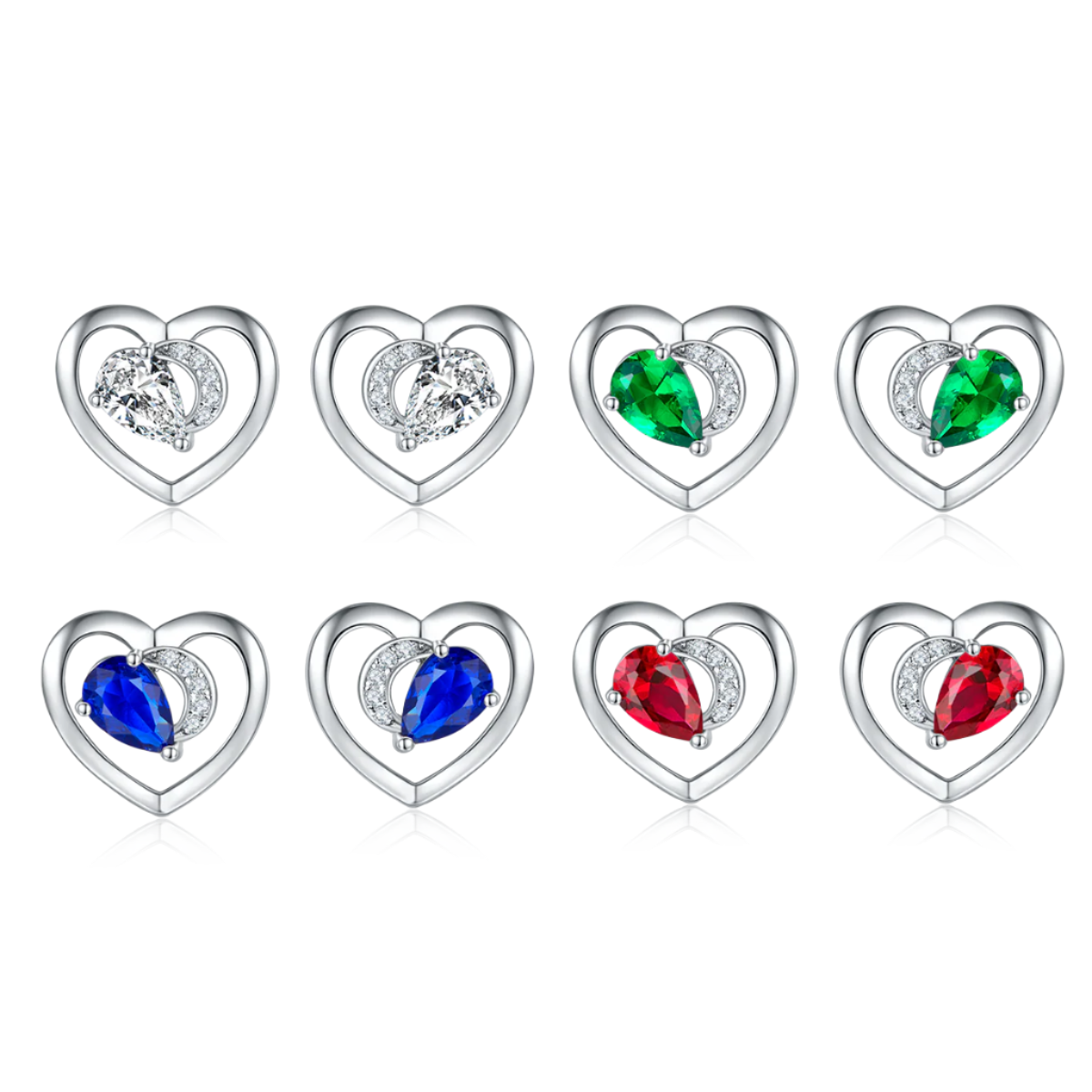 Heart Frame Pear Stud Earrings