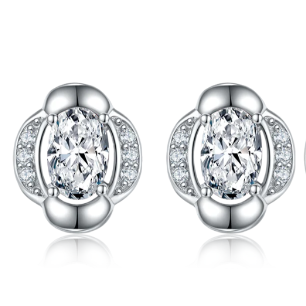 Halo Oval Studs Earrings