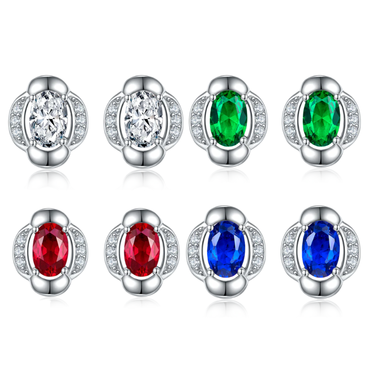 Halo Oval Studs Earrings
