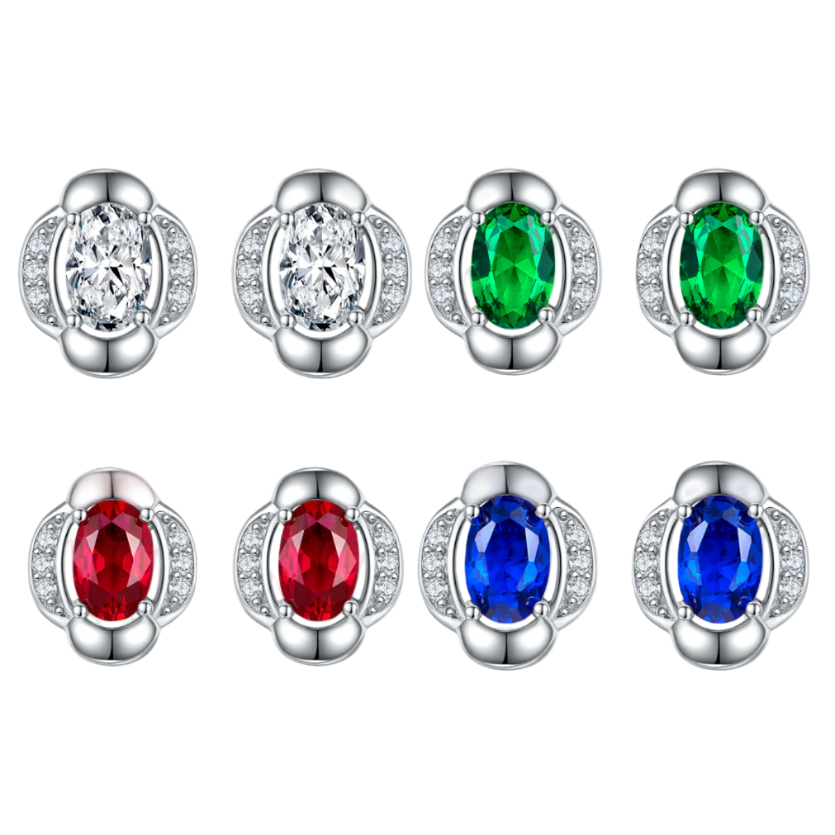 Halo Oval Studs Earrings