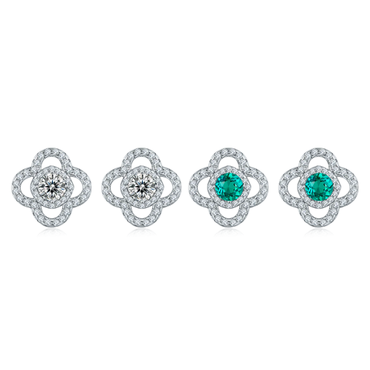 Emerald Clover Stud Earrings