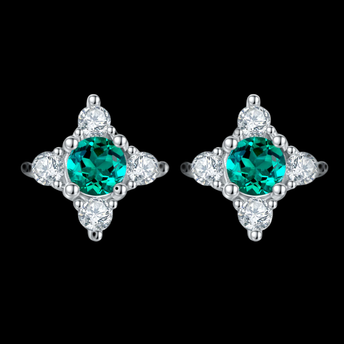 Emerald Star Stud Earrings