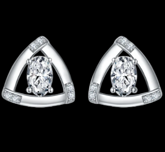 Tri-Frame Oval Stud Earrings