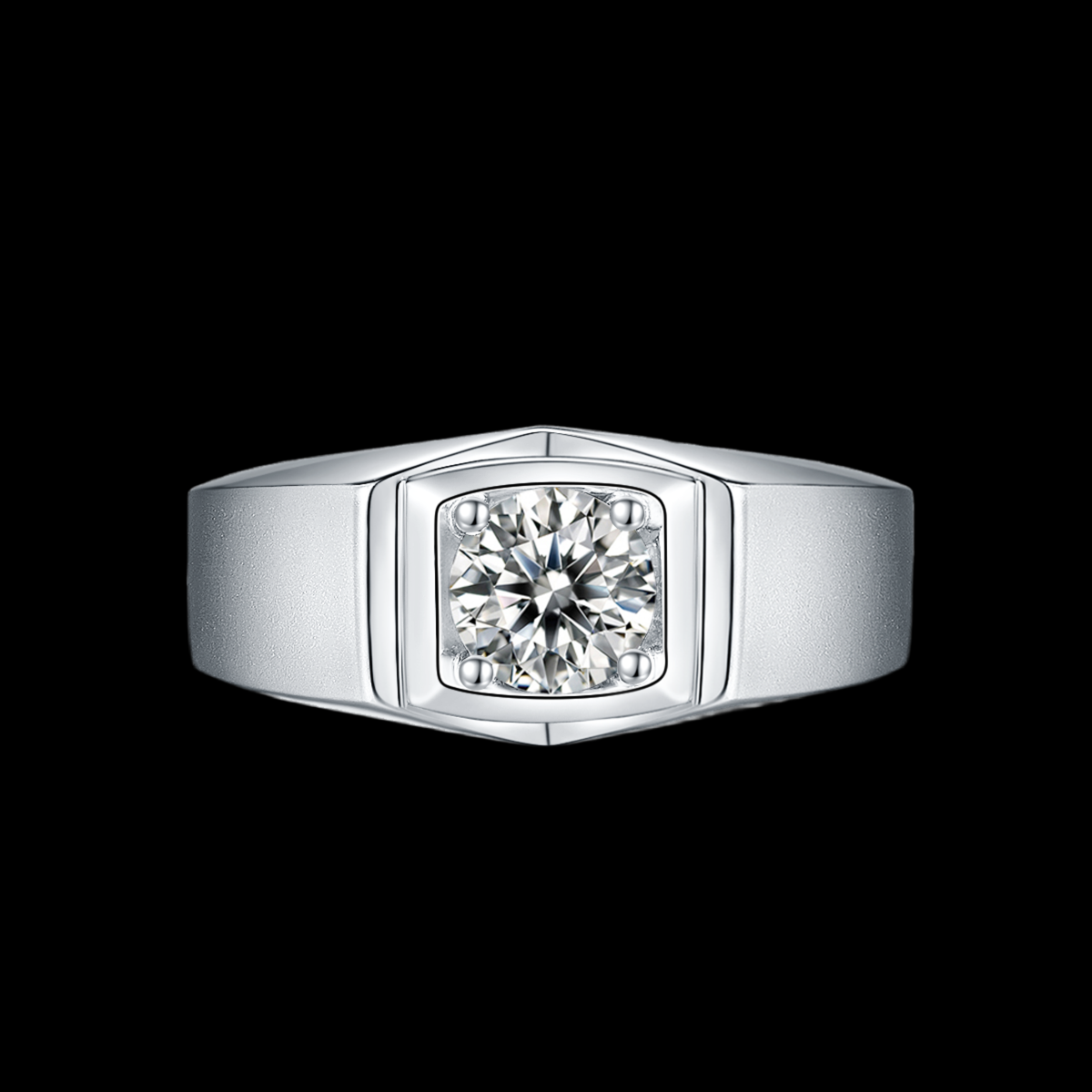 V Solitaire Moissanite Ring