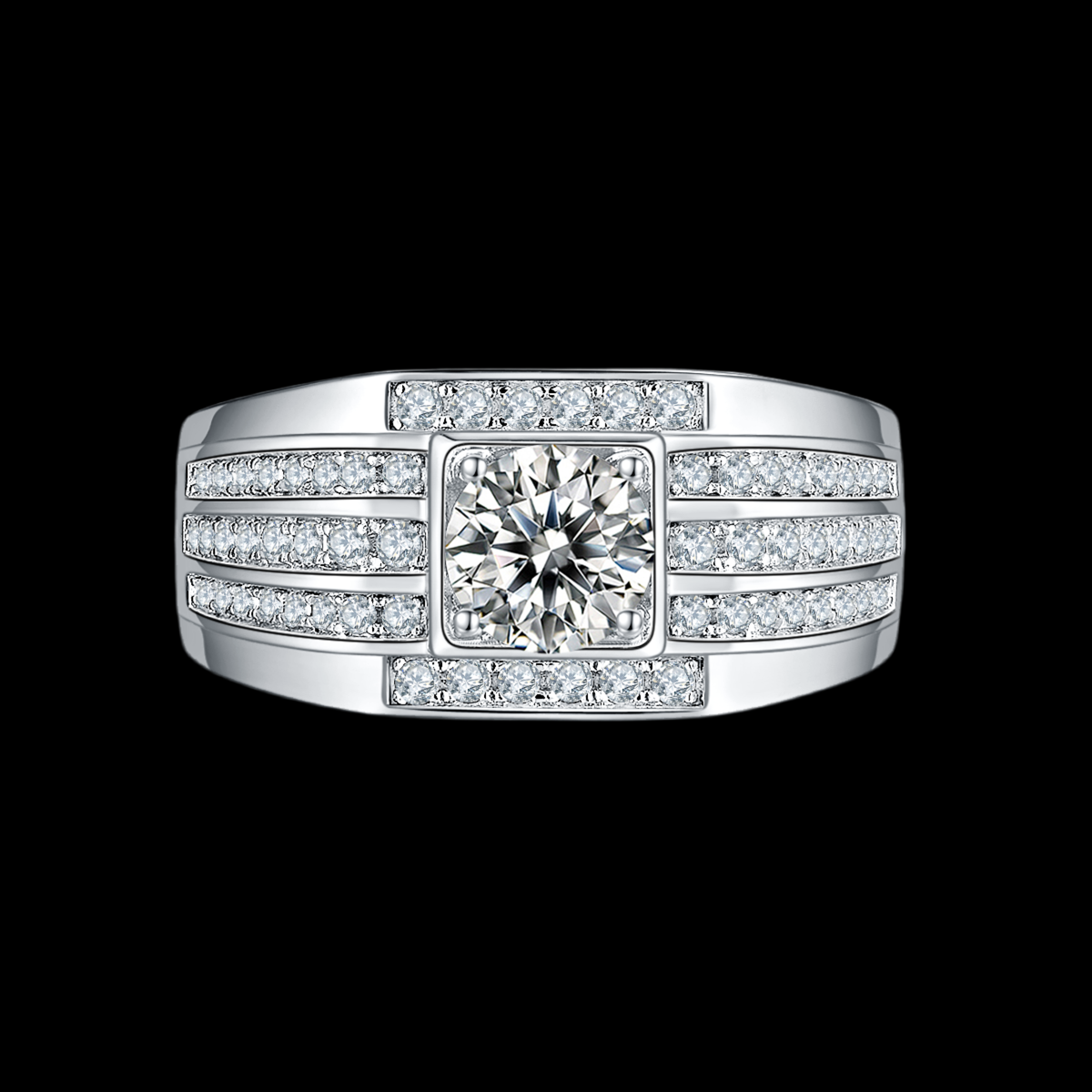IX Channel Moissanite Pavé Ring