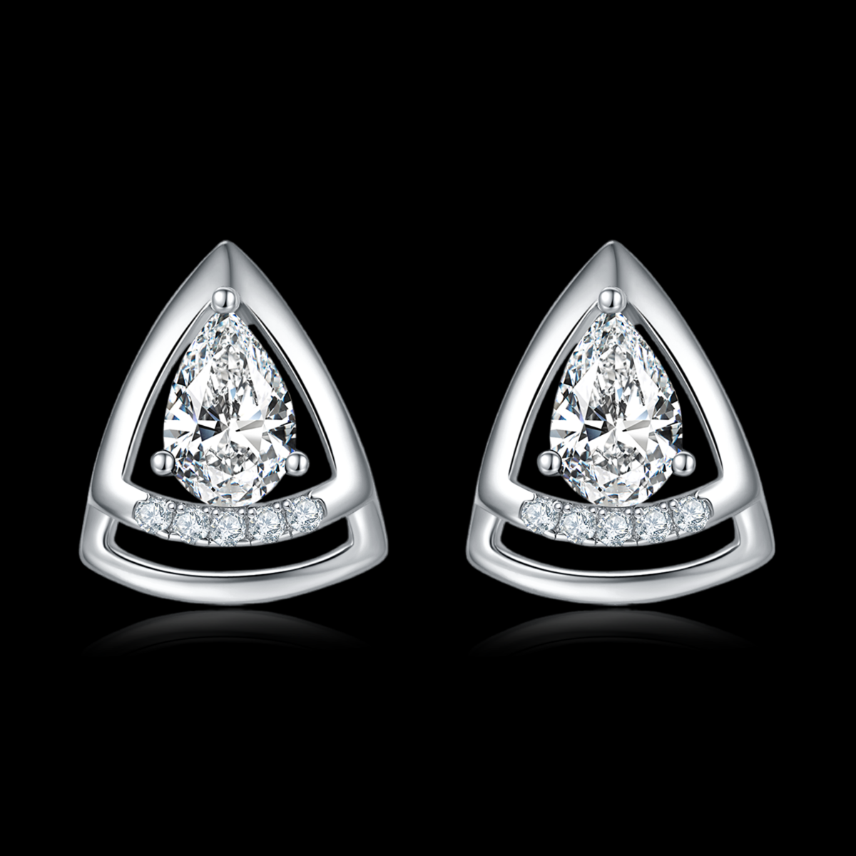 Tri-Frame Pear Stud Earrings