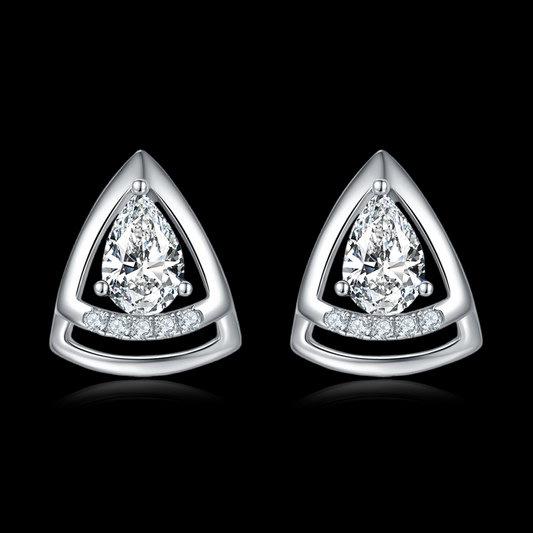 Tri-Frame Pear Stud Earrings