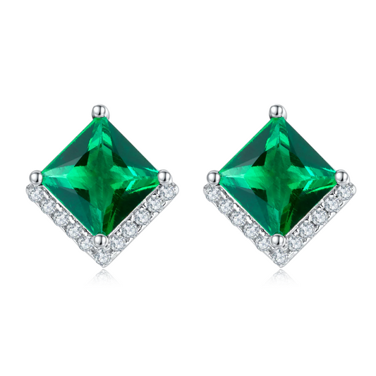 Princess-Cut Stud Earrings
