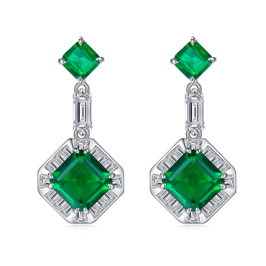 Asscher-cut Drop Stud Earrings