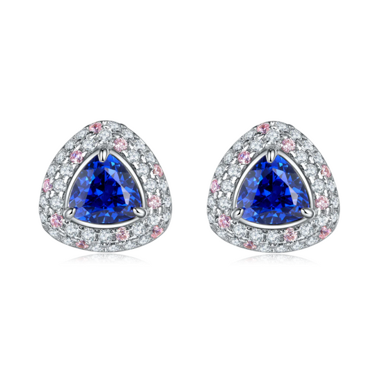 Triangle Double Halo Stud Earrings