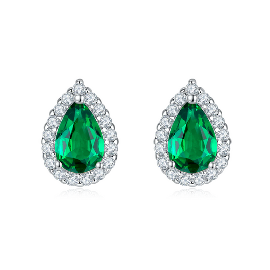 Pear Halo Stud Earrings