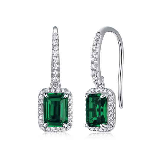 Rectangular Halo Hook Earrings