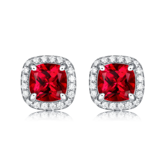 Cushion Halo Stud Earrings