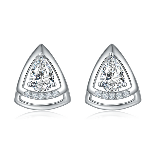 Tri-Frame Pear Stud Earrings