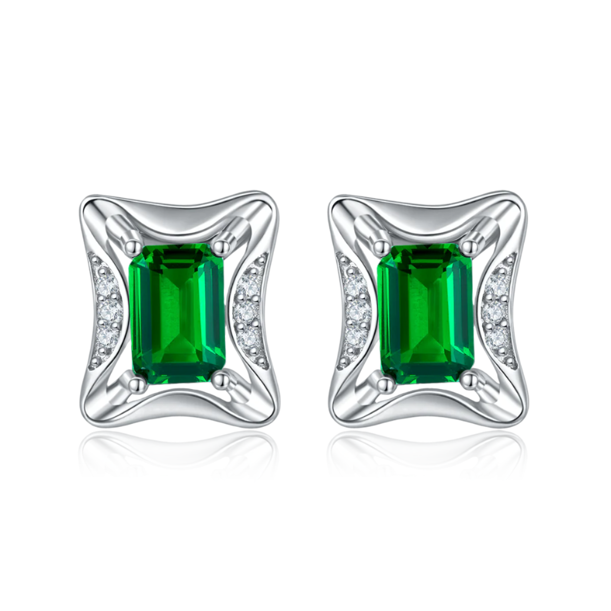 Rectangular Frame&Cut Stud Earrings