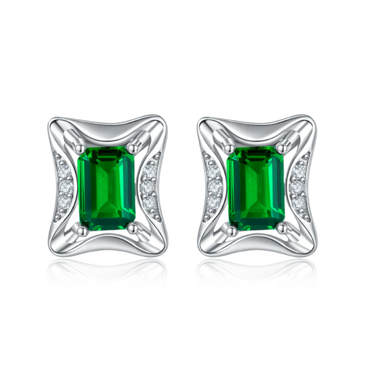 Rectangular Frame&Cut Stud Earrings