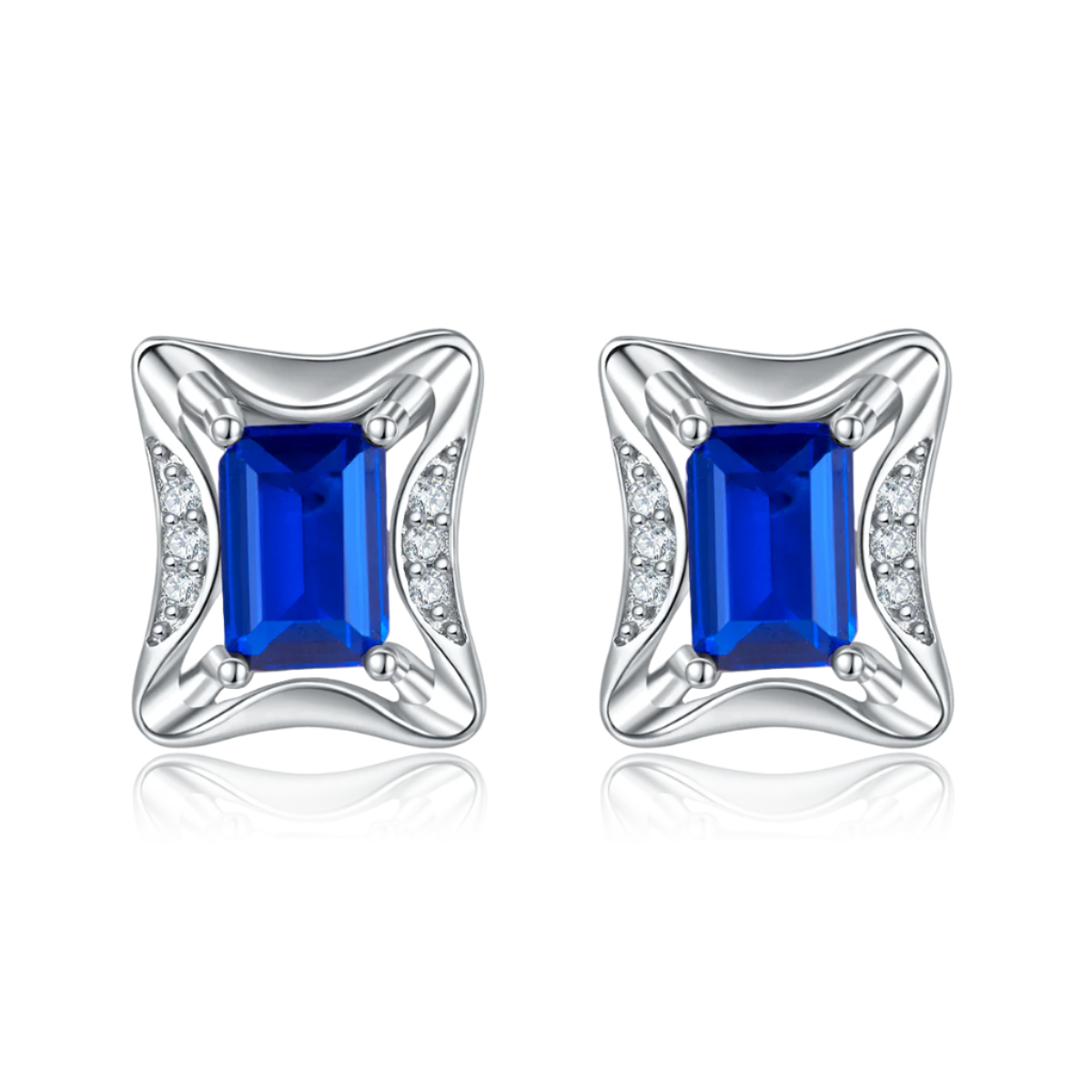 Rectangular Frame&Cut Stud Earrings