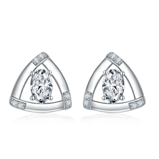 Tri-Frame Oval Stud Earrings
