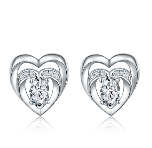Heart Frame II Oval Stud Earrings