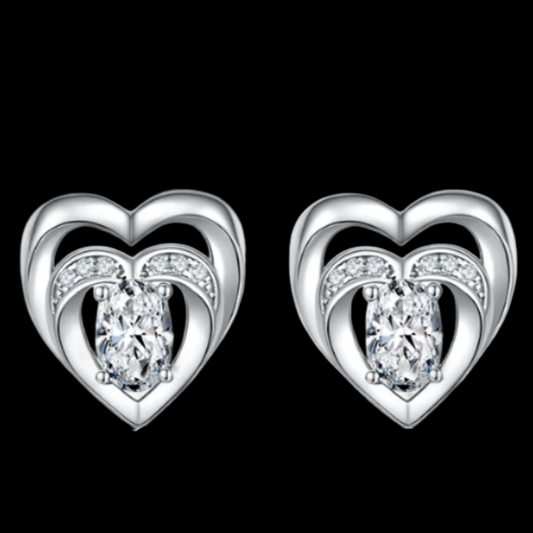 Heart Frame II Oval Stud Earrings