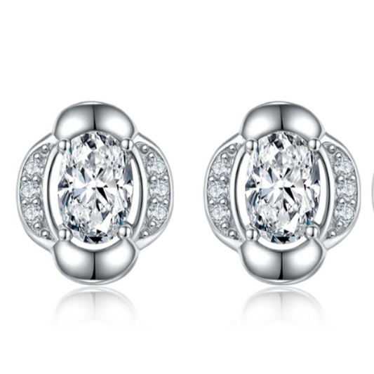 Halo Oval Studs Earrings
