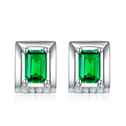 Rectangular II Frame&Cut Stud Earrings