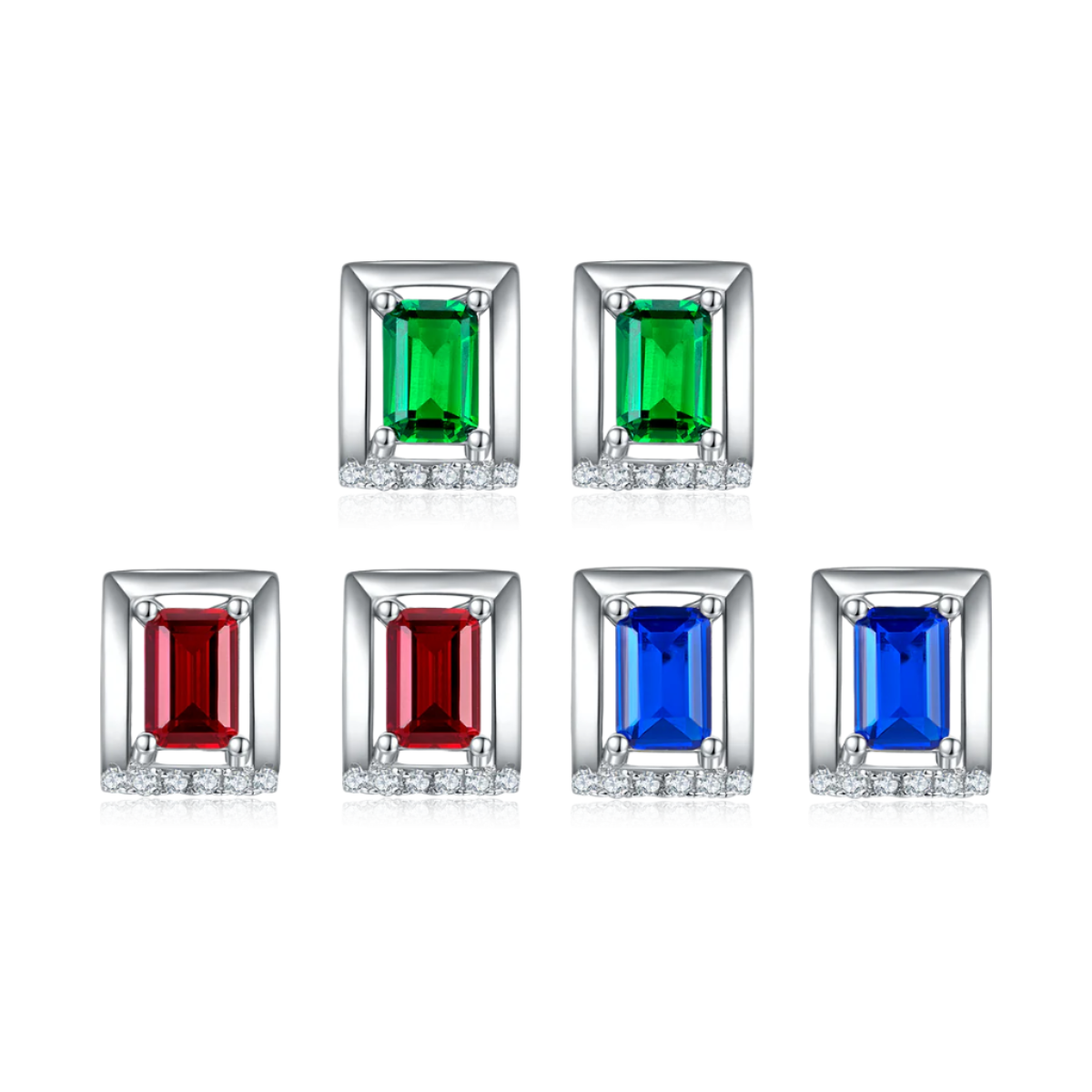 Rectangular II Frame&Cut Stud Earrings