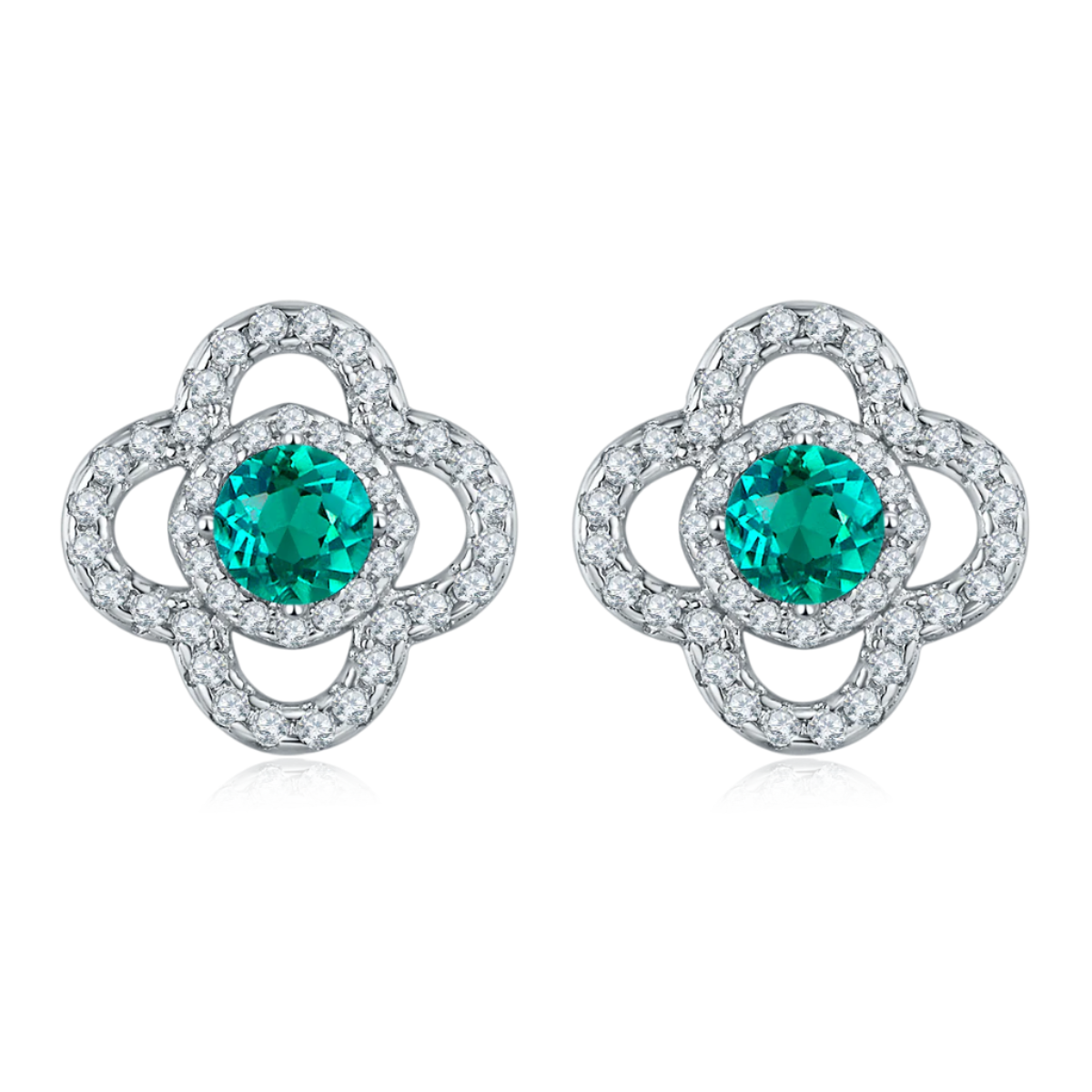 Emerald Clover Stud Earrings