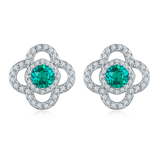 Emerald Clover Stud Earrings