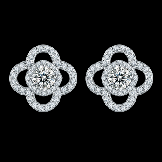 Emerald Clover Stud Earrings