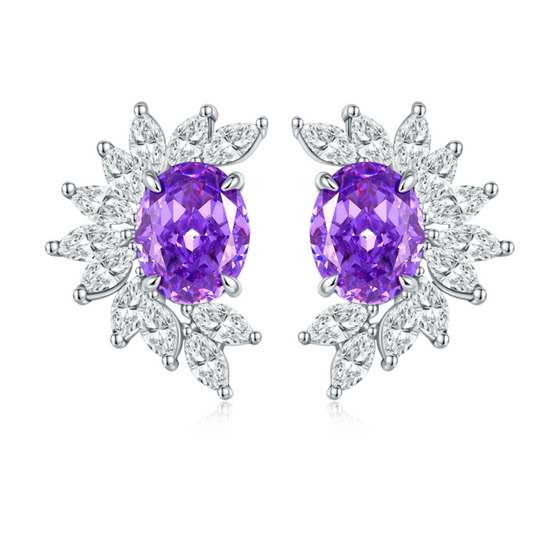 Oval cut Purple Stud Earrings